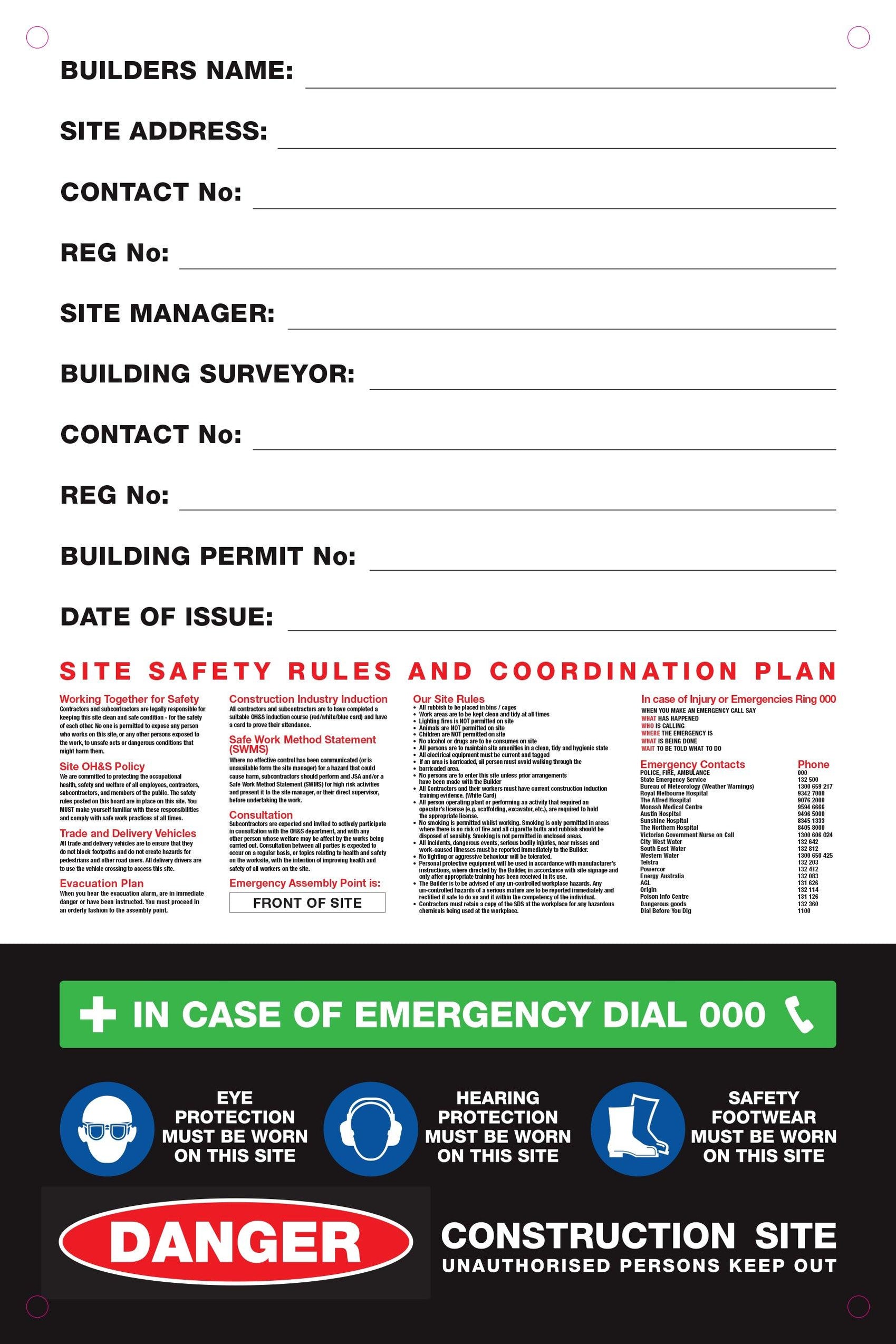 Site Safety Corflute Signs | Construction Site Signage | Building Site ...